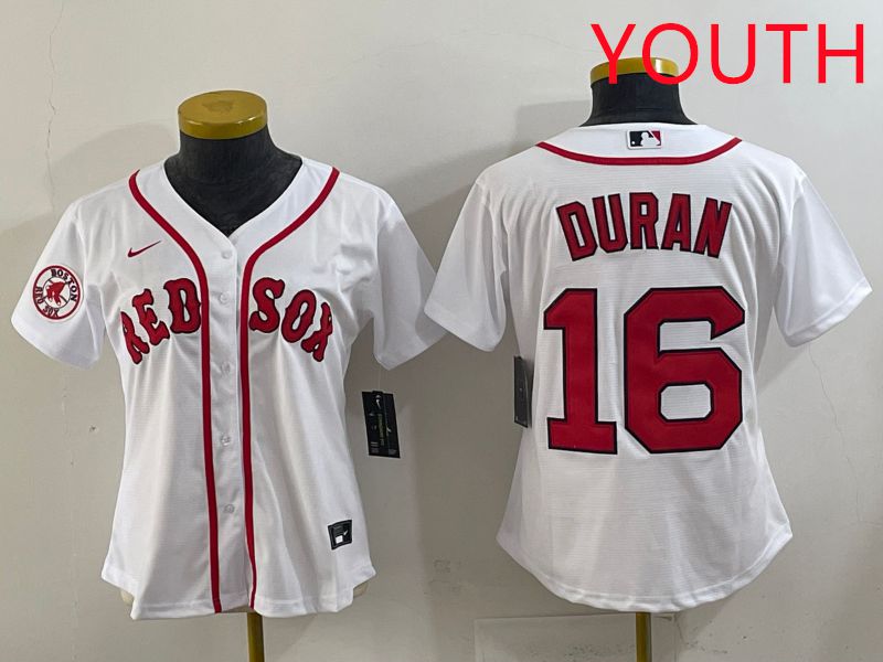 Youth 2025 Boston Red Sox #16 Duran White Game Nike MLB Jersey style 5->youth mlb jersey->Youth Jersey